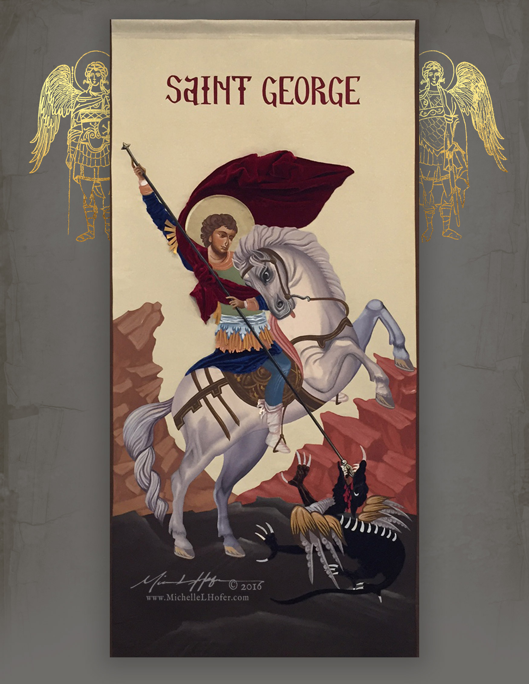 Saint George and the Dragon textile, 2016 by Michelle L Hofer