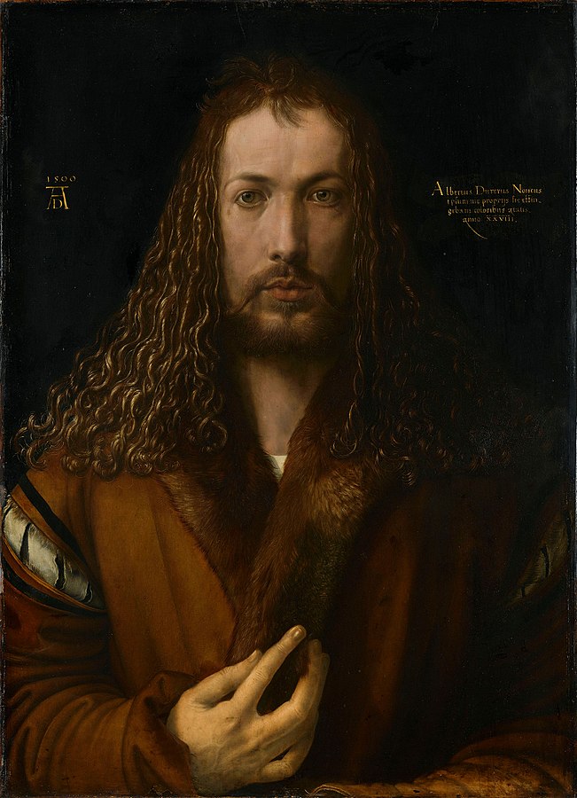 Self-Portrait at Twenty-Eight Years Old Wearing a Coat with Fur Collar (1500) by Albrecht Dürer