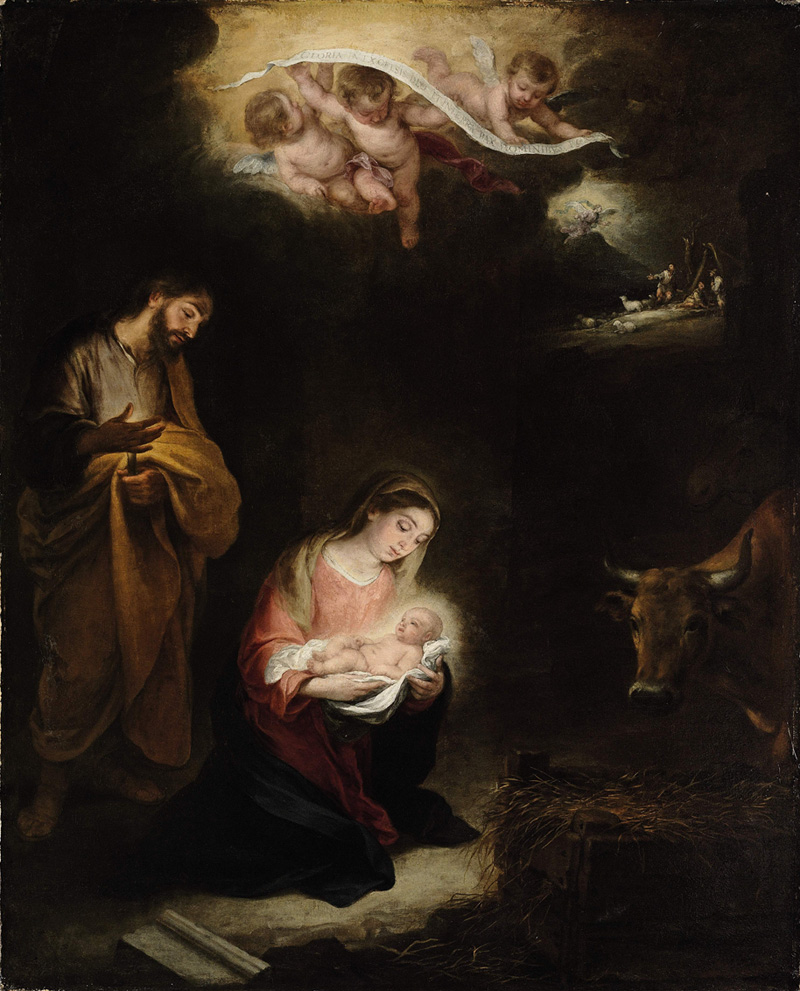 Nativity with the announcement to the shepherds (between 1650 and 1680) by Bartolome Esteban Murillo
