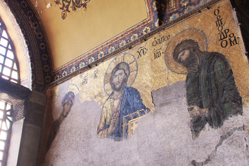 Deesis* mosaic in the Hagia Sophia (13th century) in Istanbul, Turkey. Photo from Random Republika.com