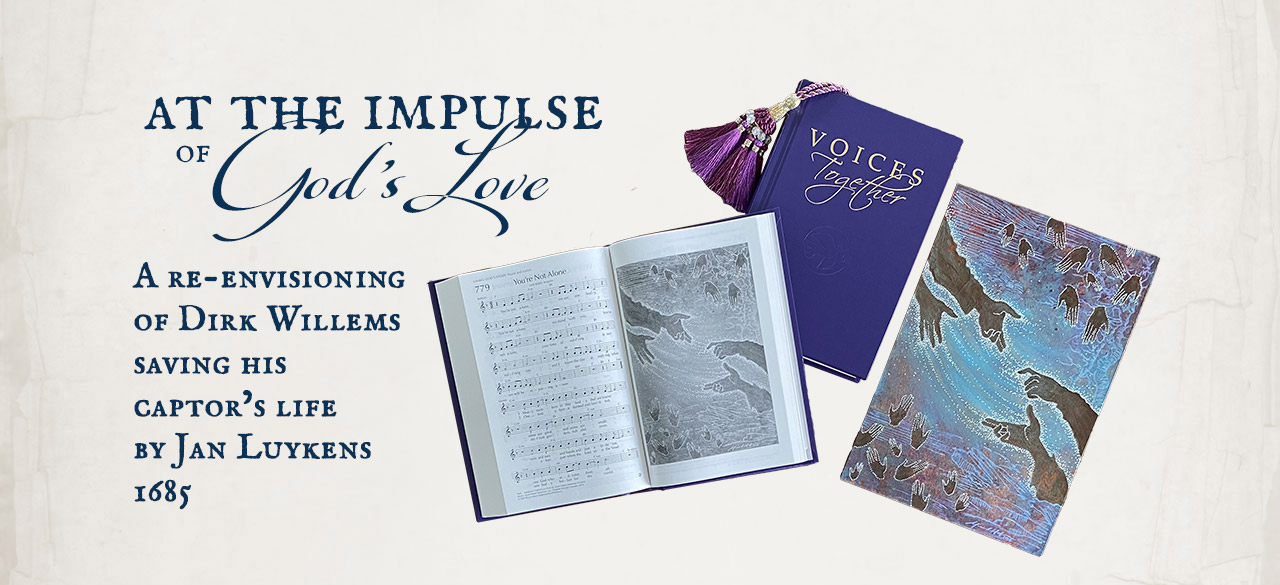 At the Impulse of God's Love by Michelle L Hofer - artwork for the Voices Together Hymnal