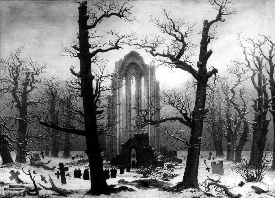 Monastery Graveyard in Snow (1817-1819) by Casper David Friedrich